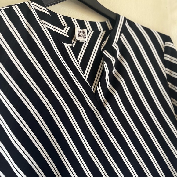 Anne Klein black white stripes blouse - Picture 4 of 8